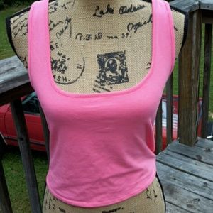 Knit top express large crop tank ladies pink fuchs